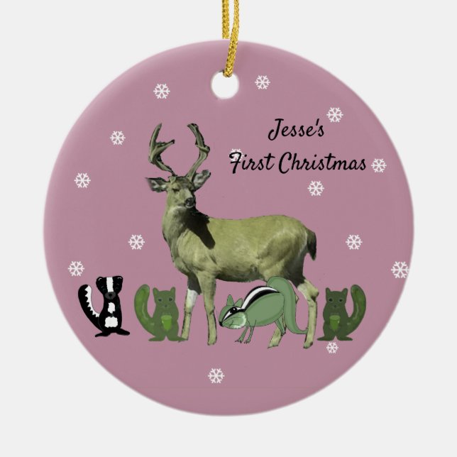 Ornement Premier Noël Bébé Animaux de la Forêt Ros (Devant)