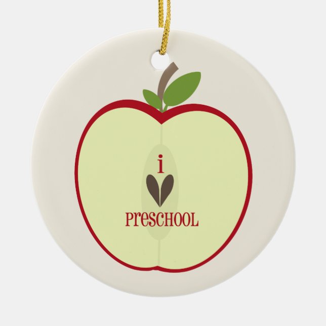 Ornement préscolaire de professeur - Apple rouge (Devant)