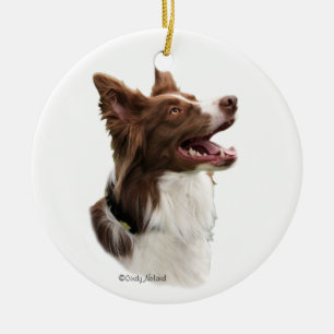 Ornement principal rouge de border collie