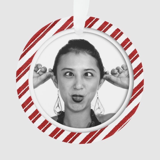 Ornement rayé de cadre de photo de sucre de canne (devant)