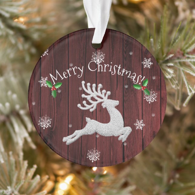 Ornement Red Rustic Christmas Reindeer (Arbre)