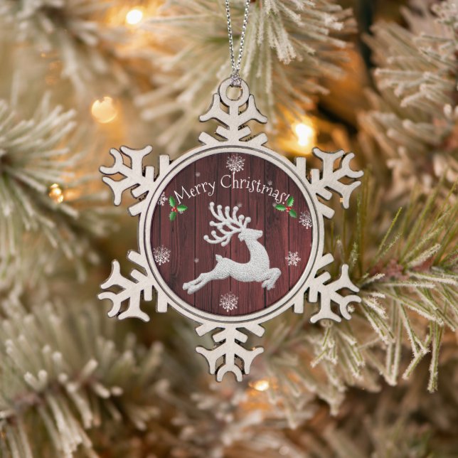 Ornement Red Rustic Christmas Reindeer (Arbre)