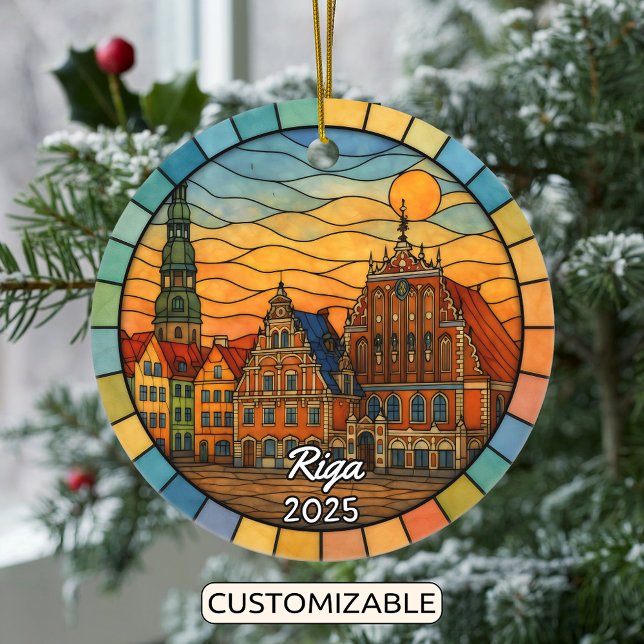 Ornement Riga en Verre Personalisé, Lettonie (Créateur téléchargé)
