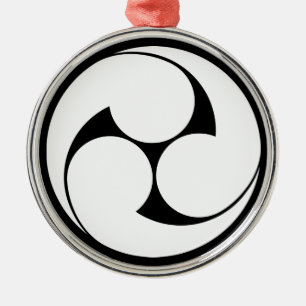 ORNEMENT ROND ARGENTÉ 左三つ巴(地抜き)