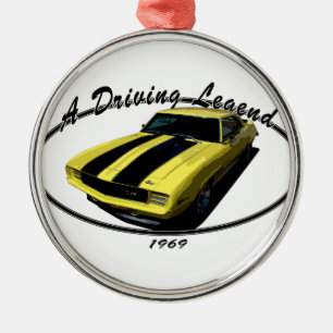 ORNEMENT ROND ARGENTÉ 1969 JAUNE DE CAMARO Z28