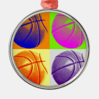 Ornement Rond Argenté 4 couleurs Pop Art Basketball