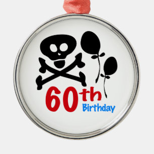 Ornement Rond Argenté 60e anniversaire Crossbones de crâne