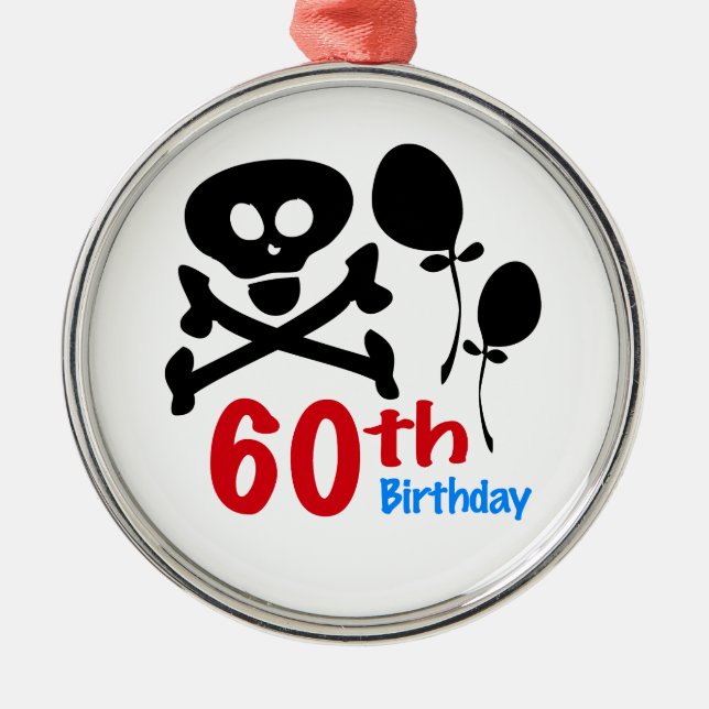 Ornement Rond Argenté 60e anniversaire Crossbones de crâne (Devant)