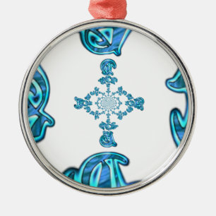 Ornement Rond Argenté Action Cyan Turquoise Graffiti Abstrait Imprimer