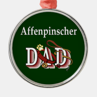 Ornement Rond Argenté Affenpinscher Papa