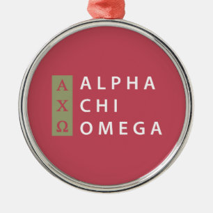 Ornement Rond Argenté Alpha Chi Omega Logo Empilé