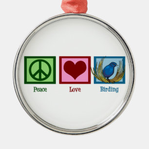 Ornement Rond Argenté Amour Birding de paix