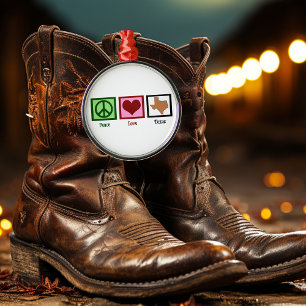 Ornement Rond Argenté Amour le Texas de paix