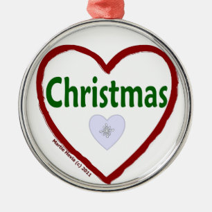 Ornement Rond Argenté Amour Noël