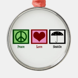 Ornement Rond Argenté Amour Seattle de paix