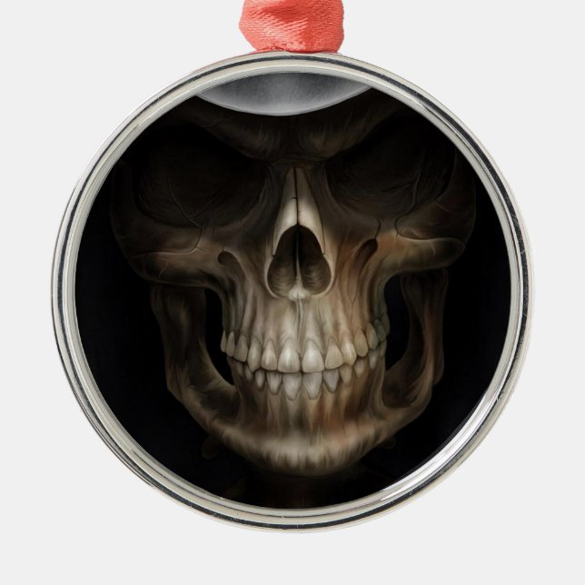 Ornement Rond Argenté Ange de la mort (Devant)