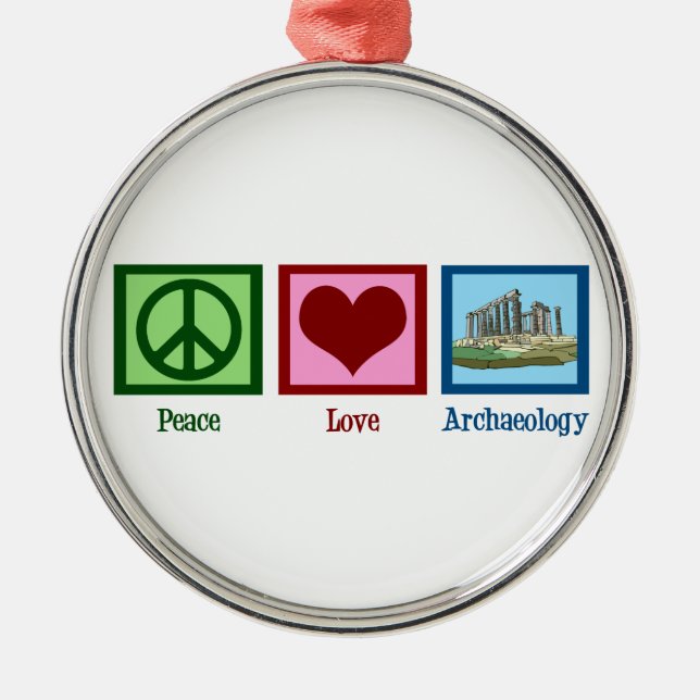 Ornement Rond Argenté Archéologie d'amour de paix (Devant)