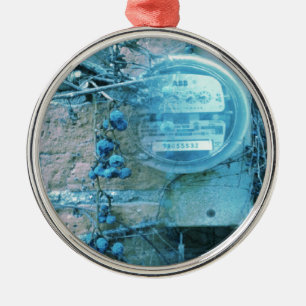 Ornement Rond Argenté Arrière Allée Vue Blues Tint