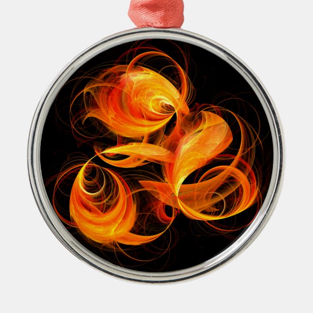 Ornement Rond Argenté Arrondi Abstrait Fireball (Devant)