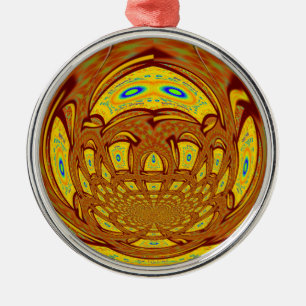 Ornement Rond Argenté Art de baseball jaune doré Imprimer