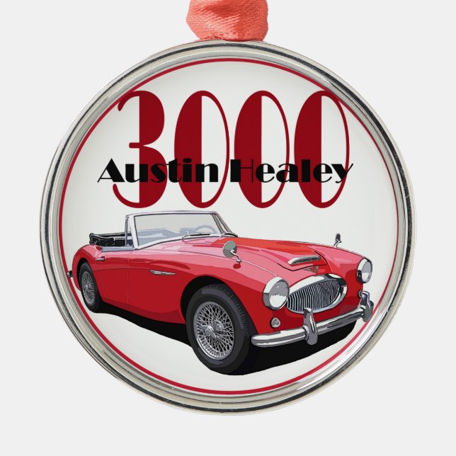 Ornement Rond Argenté Austin Healey 3000 (Devant)