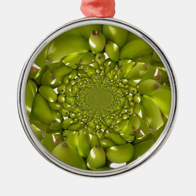 Ornement Rond Argenté Banane verte Kaleidoscope Art Imprimer/Graphique (Devant)