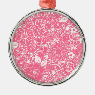 Ornement Rond Argenté Beautés botaniques rose pâle