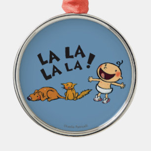 Ornement Rond Argenté Bébé chanteur de Leslie Patricelli avec des