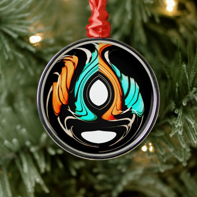 Ornement Rond Argenté Belle perles Abstraites Imprimer (Arbre)