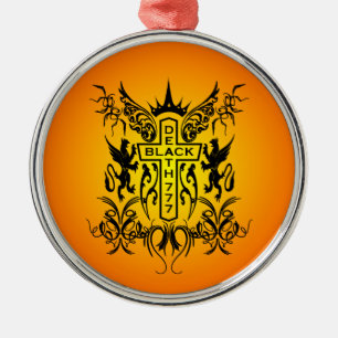 Ornement Rond Argenté Black Death 777 - Croix