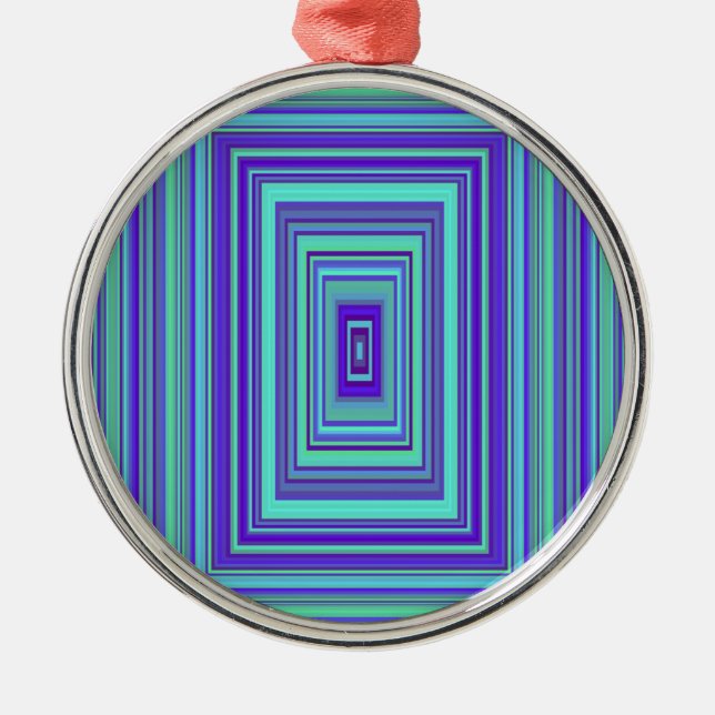 Ornement Rond Argenté Bleu violet vert Rectangles Art géométrique (Devant)
