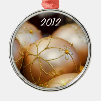 Ornement Rond Argenté Boules personnalisées de Noël d'or