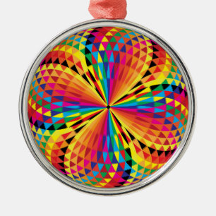 Ornement Rond Argenté Bouton Arabesque