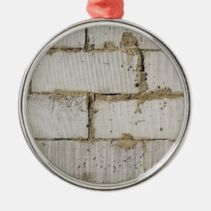 Ornement Rond Argenté Brique blanche