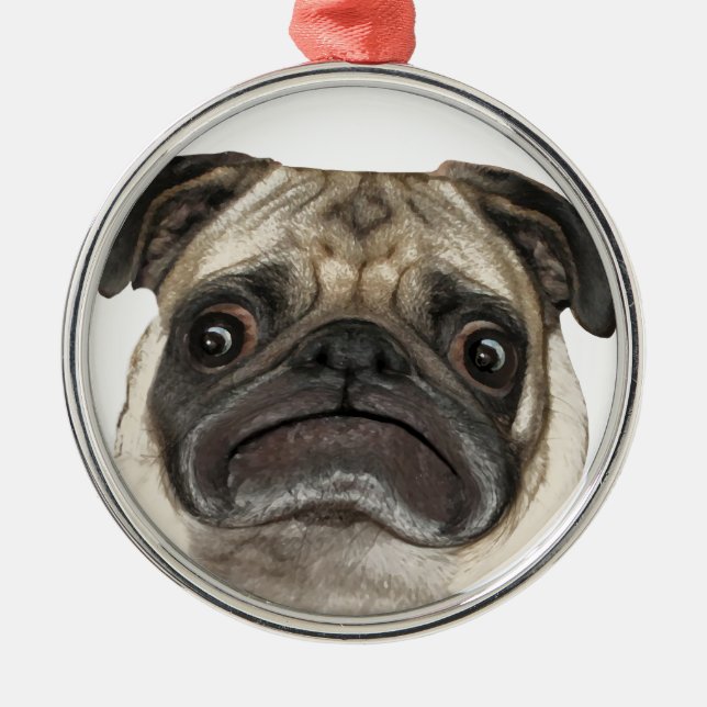 Ornement Rond Argenté Cadeaux Grumpy Puggy (Devant)