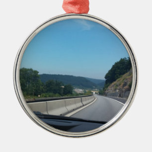 Ornement Rond Argenté Car Holiday Mountains