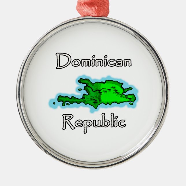 Ornement Rond Argenté Carte de la République Dominicaine (Devant)