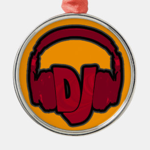 Ornement Rond Argenté casque DJ musique