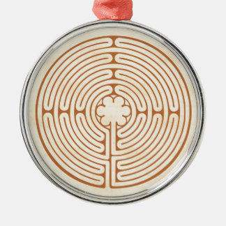 Ornement Rond Argenté Chartres Labyrinth