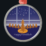 Ornement Rond Argenté Chiens WagsToWish®_Menorah<br><div class="desc"></div>