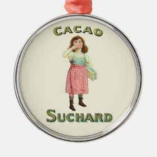 Ornement Rond Argenté Chocolat victorien Kiss Girl Sucre