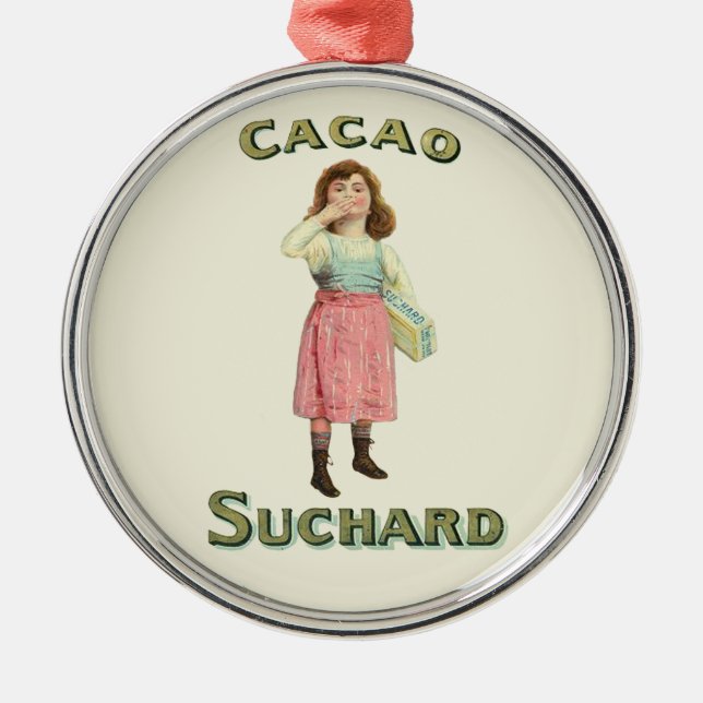 Ornement Rond Argenté Chocolat victorien Kiss Girl Sucre (Devant)