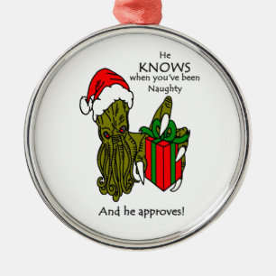 Ornement Rond Argenté Christmas Cthulhu
