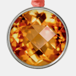 Ornement Rond Argenté Citrin orange