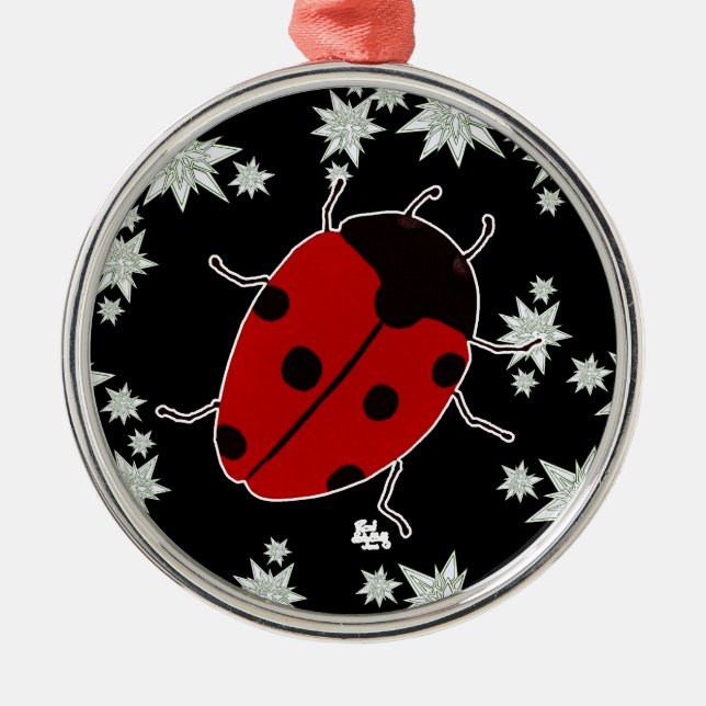 ORNEMENT ROND ARGENTÉ COCCINELLE (Devant)