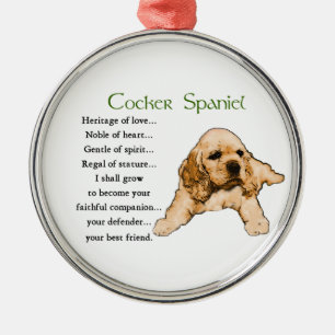 Ornement Rond Argenté Cocker Spaniel Patrimoine de l'Amour