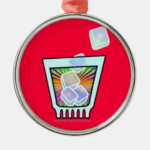 ORNEMENT ROND ARGENTÉ COCKTAIL - VIEILLE MODE - VERRE ROCHERS