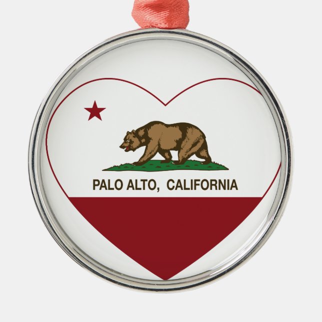 Ornement Rond Argenté coeur de Palo Alto de drapeau de la Californie (Devant)