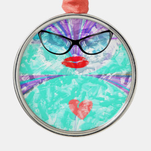 Ornement Rond Argenté Coeur parfait