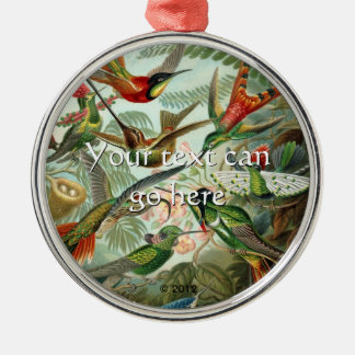 Ornement Rond Argenté Colibri vintage